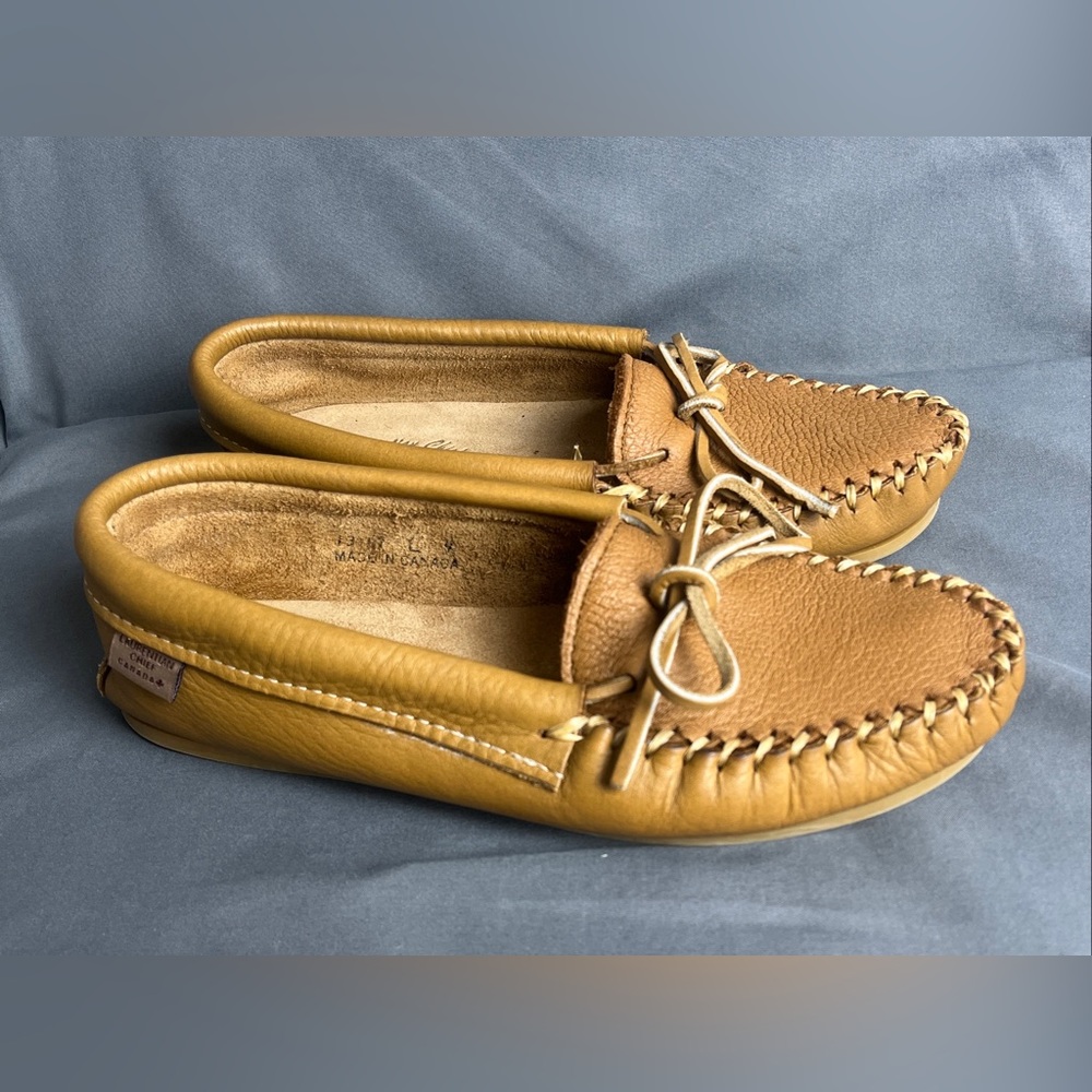 Laurentian Chief Canada Brown Leather Moccasins Women's Size 9